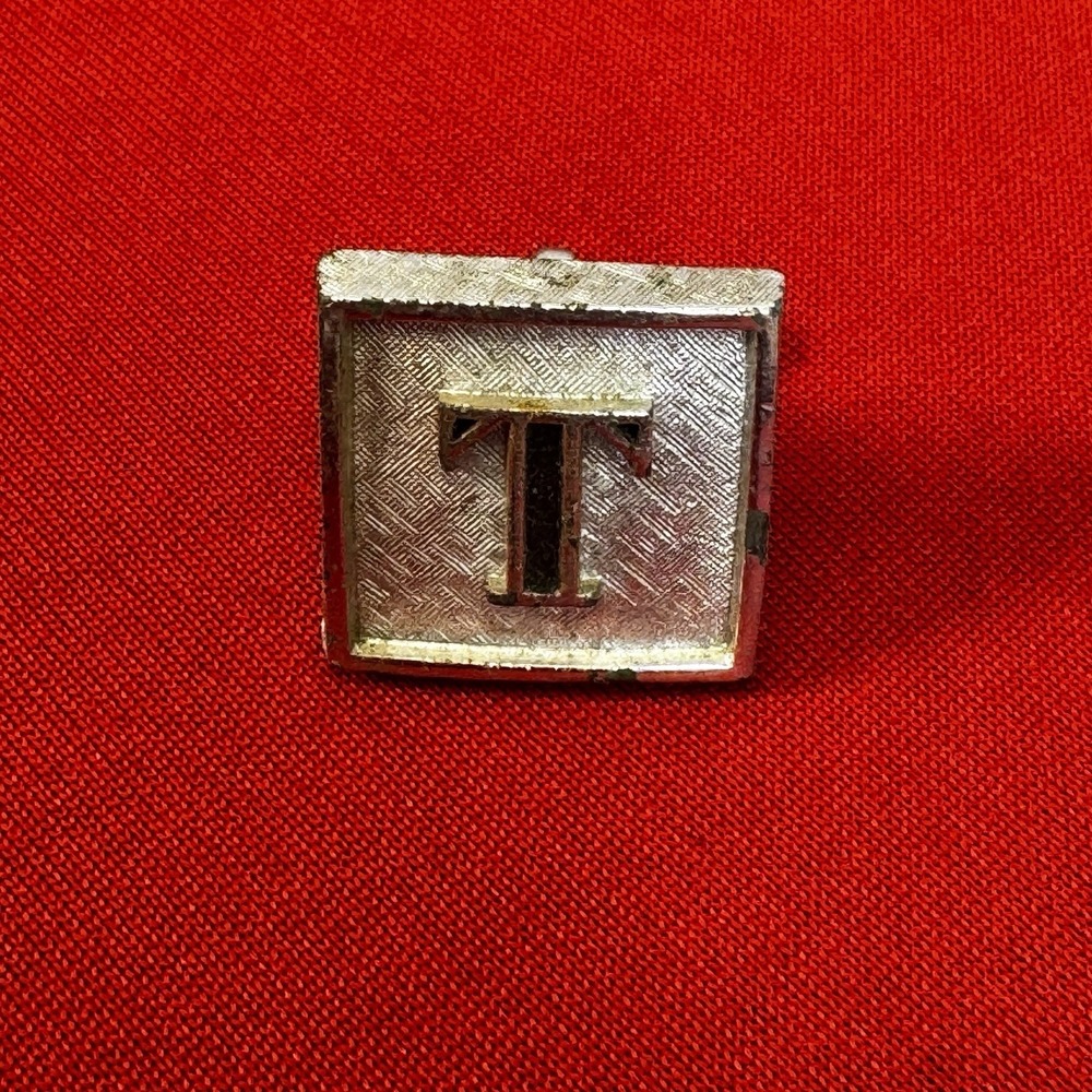 Vintage Swank Single Cuff Link Silver Tone "T"